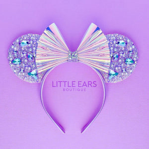Mint Iridescent Sparkle Ears by Little Ears Boutique, scented candle detail photo 2