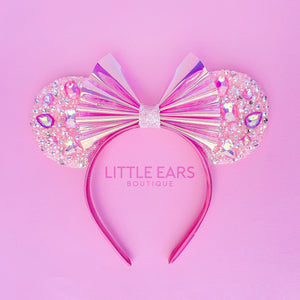 Mint Iridescent Sparkle Ears by Little Ears Boutique, scented candle detail photo 4
