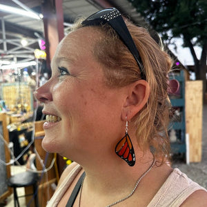 Monarch Butterfly Wing Wood Resin Earrings | Nature Insect Jewelry