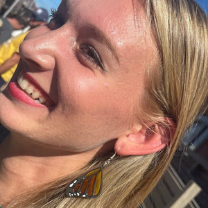 Monarch Butterfly Wing Wood Resin Earrings | Nature Insect Jewelry