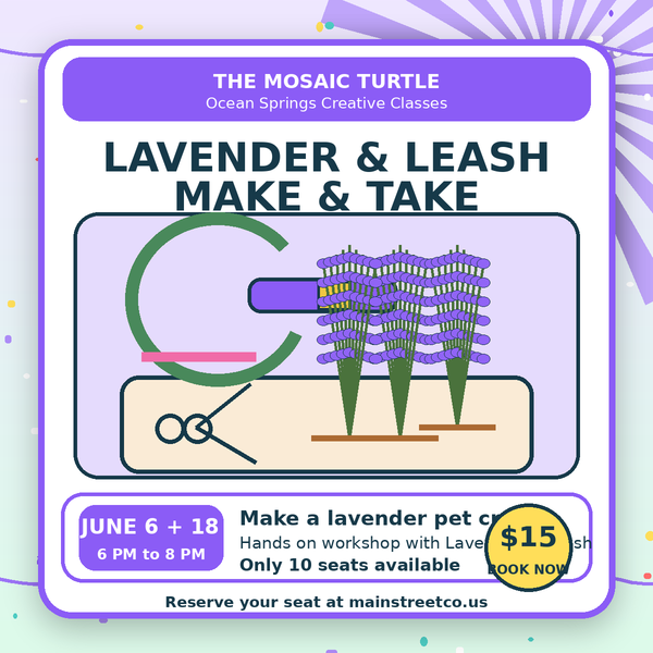 Bright Lavender and Leash Make and Take class product image for The Mosaic Turtle in Ocean Springs Mississippi