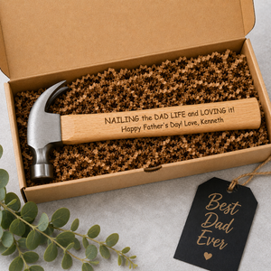 Personalized Engraved Wood Handle Hammer by Poor Hog Customs, keepsake gift detail photo 6