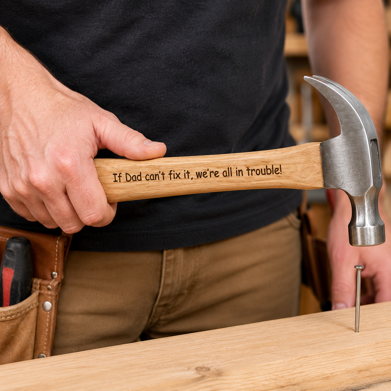 Personalized Engraved Wood Handle Hammer