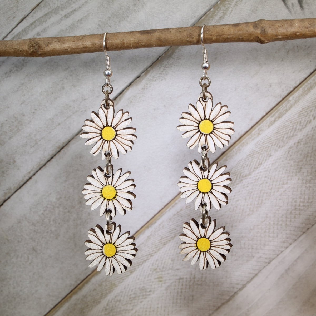 Daisy Chain Wooden Earrings | Floral Garden Jewelry
