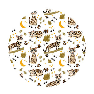 Additional view of Ocelot bamboo two piece pajamas for kids with hand drawn animal print