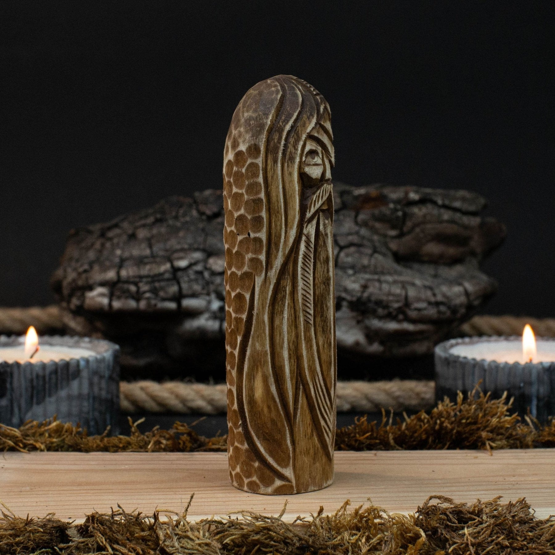 Odin Figurine – 13 cm (5.1 inches) Hand-Carved Wooden Norse God Statue