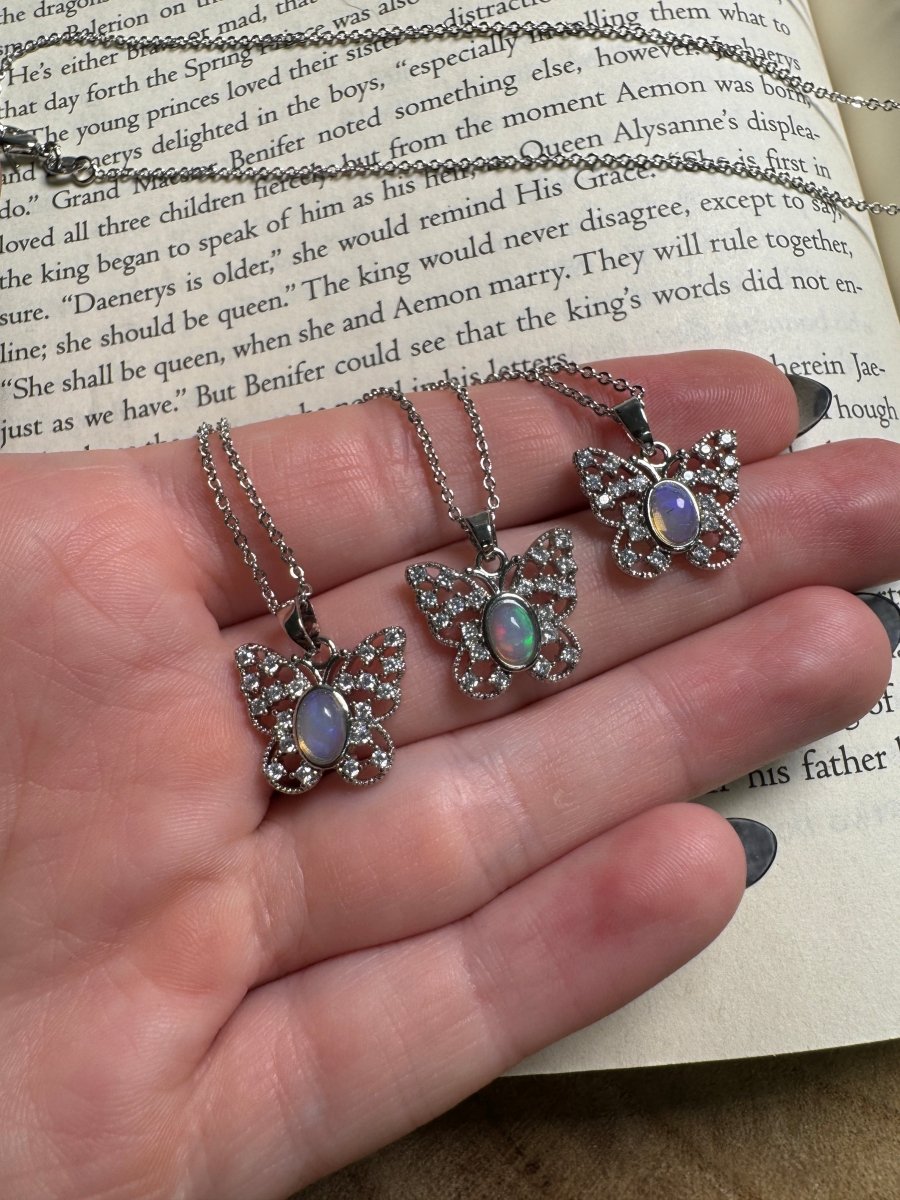 Opal Butterfly Necklace Adjustable
