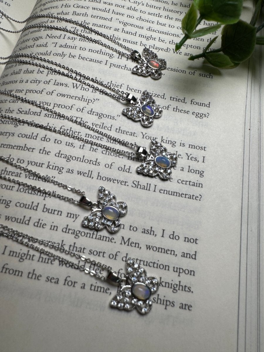 Opal Butterfly Necklace Adjustable
