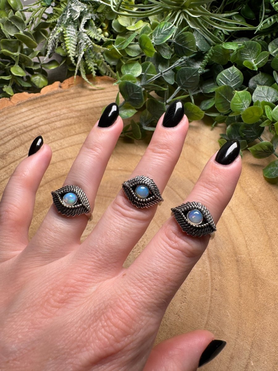 Opal Evil Eye Ring Adjustable
