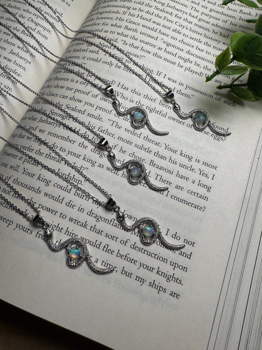 Opal Snake Necklace Adjustable