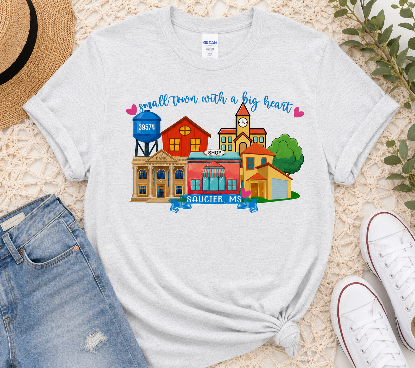 Sublimated Zip Code T-Shirt Small Town Big Heart