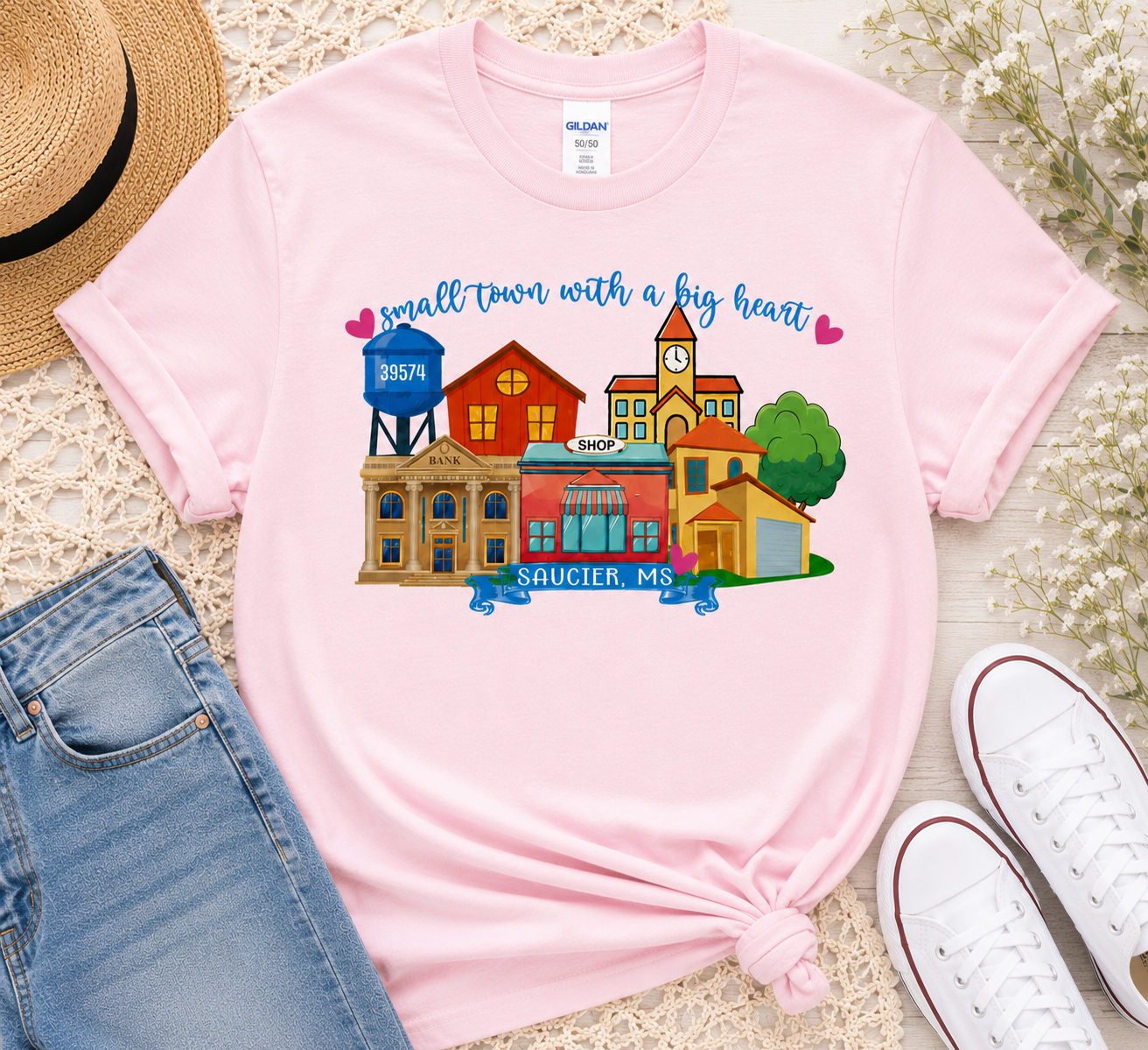 Sublimated Zip Code T-Shirt Small Town Big Heart