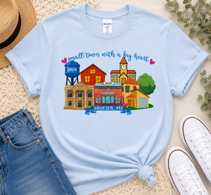 Sublimated Zip Code T-Shirt Small Town Big Heart