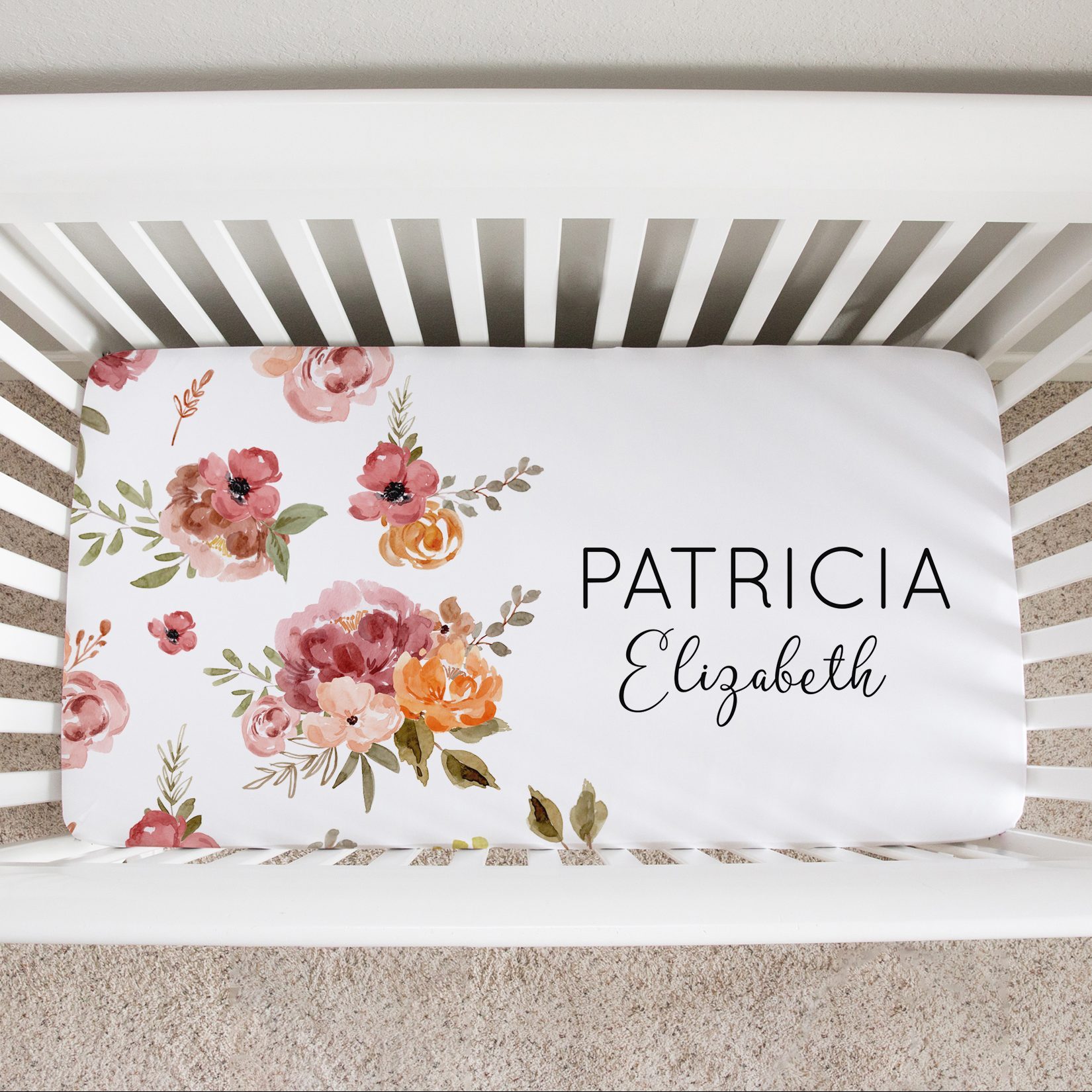 Patti’s Fall Floral Personalized Crib Sheet by AGreatBaby — view 2 of 8