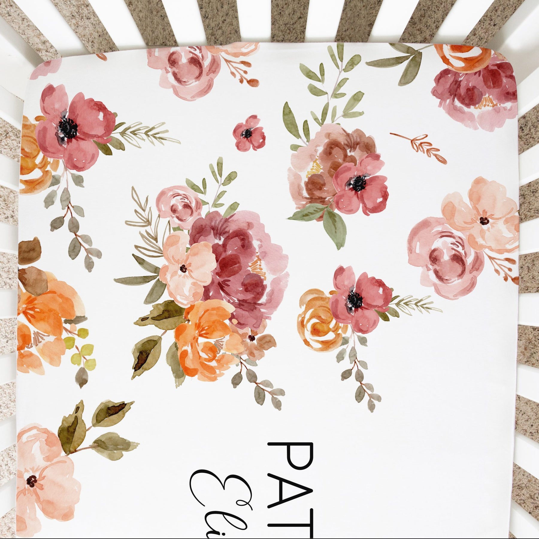 Patti’s Fall Floral Personalized Crib Sheet by AGreatBaby — view 3 of 8