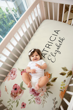Patti’s Fall Floral Personalized Crib Sheet by AGreatBaby — view 8 of 8
