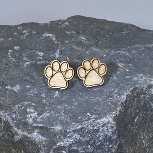 Paw Print Wooden Dangle Earrings | Pet Lover Jewelry