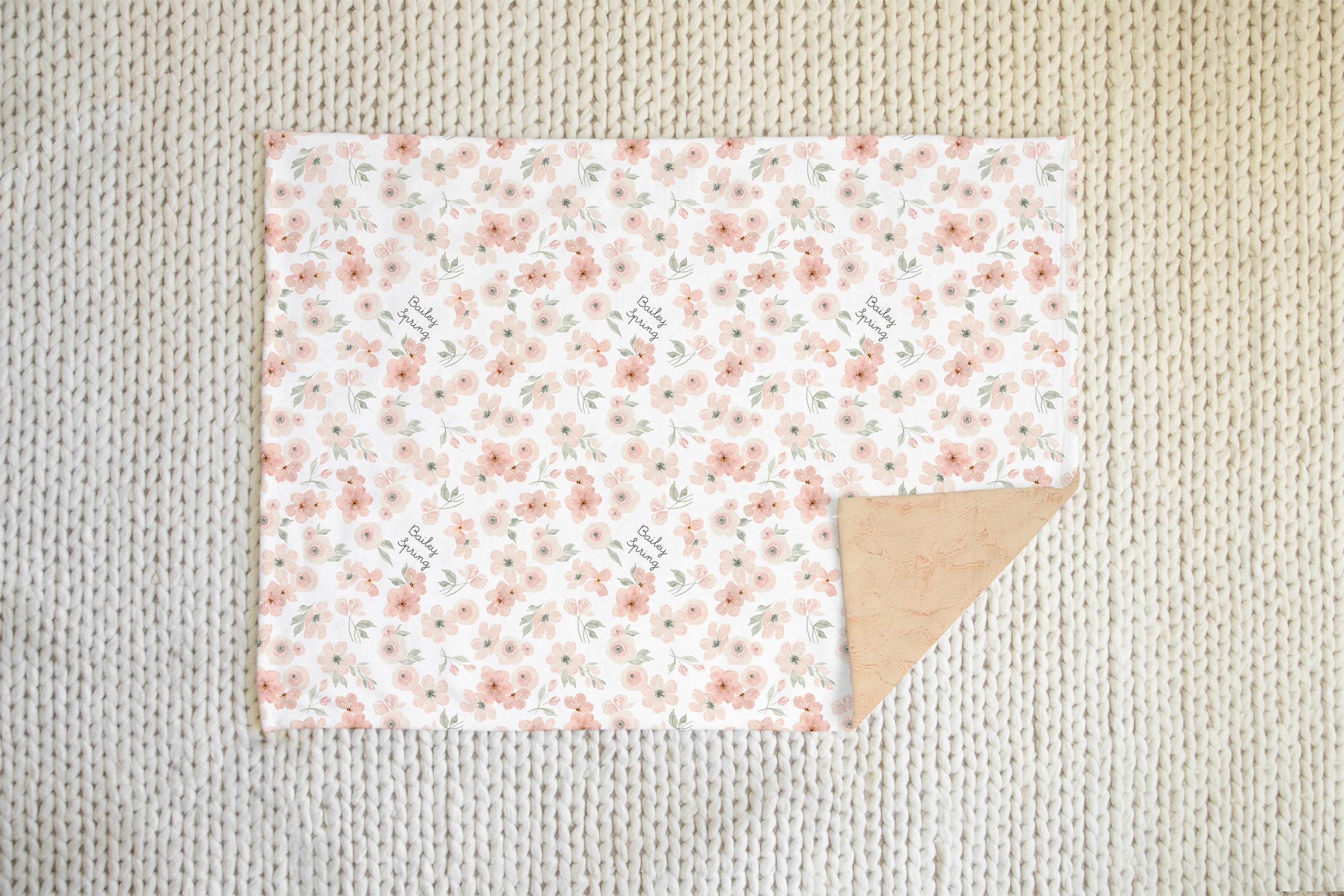 Peach Blossom Personalized Minky Baby Blanket by AGreatBaby — view 2 of 5