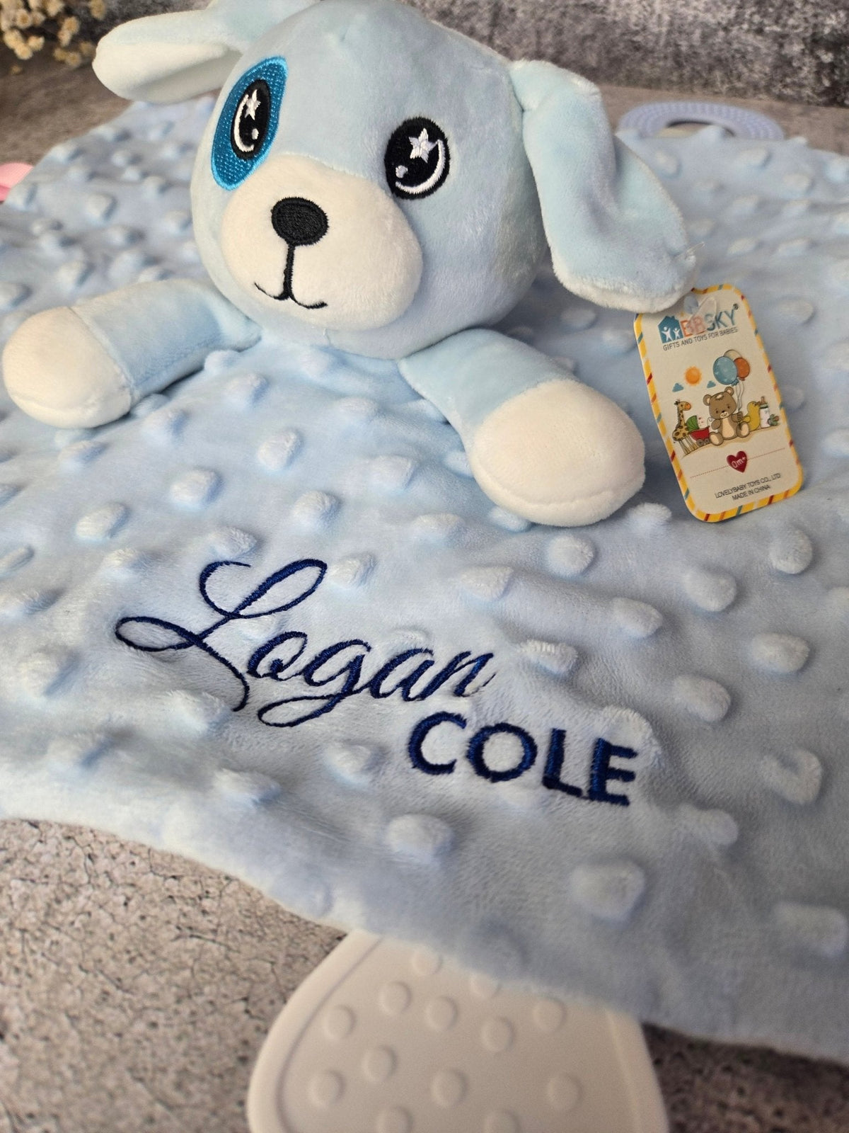 Personalized Baby Lovey detail view by EverLee Creations