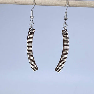Curved Piano Keyboard Wooden Earrings | Musician Instrument Jewelry