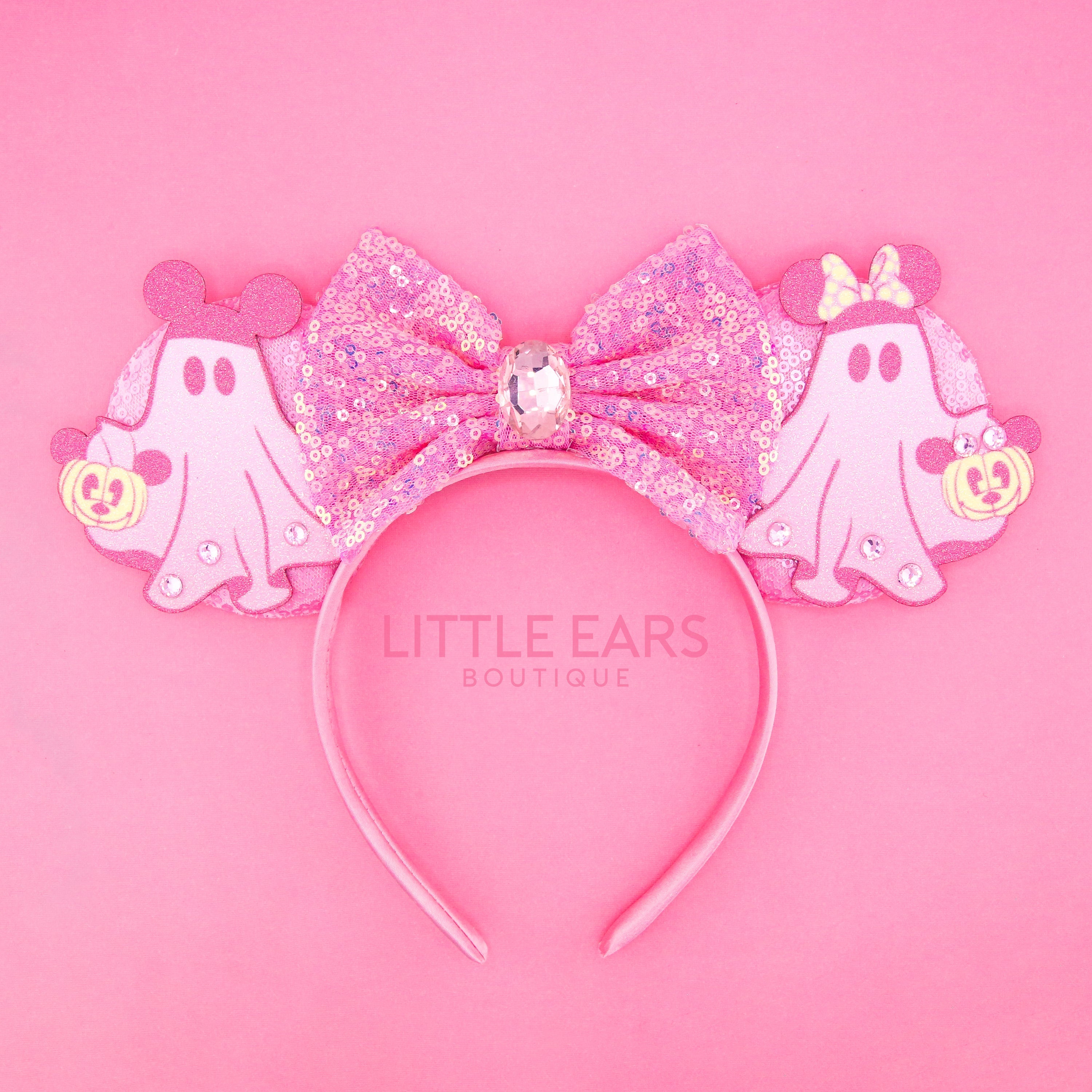 Pink Ghosts Halloween Mickey Ears