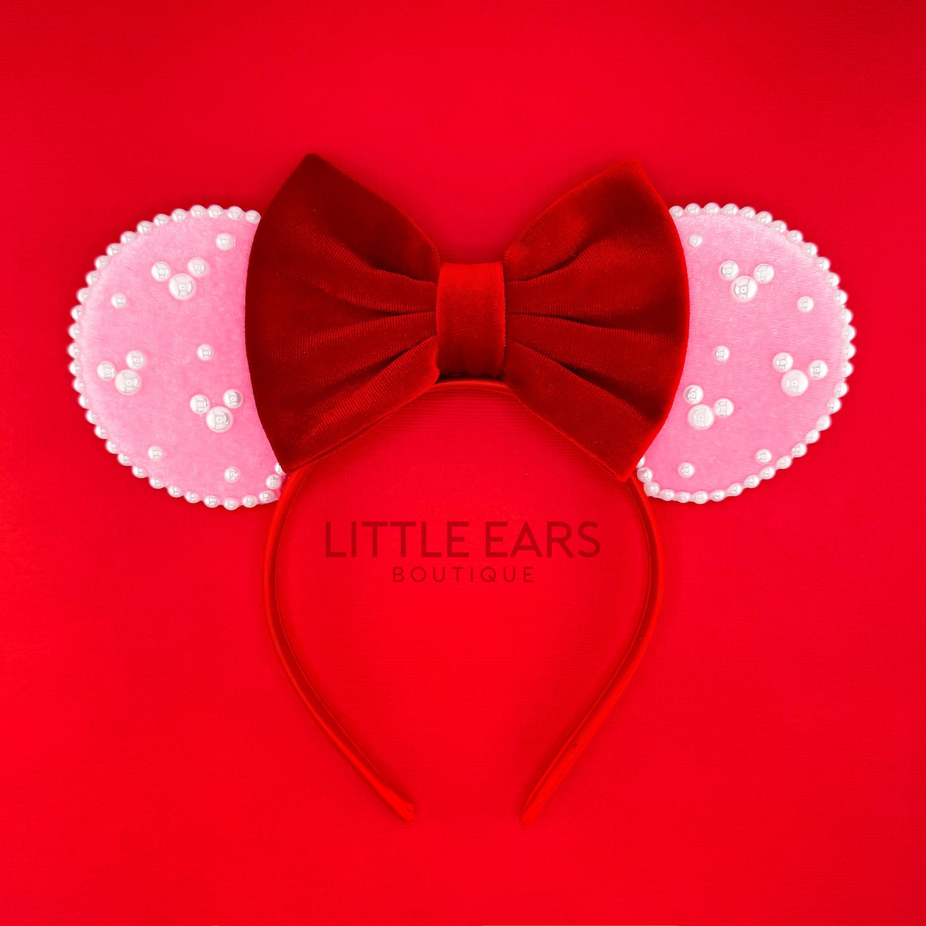 Pink & Red Pearl Ears by Little Ears Boutique, handmade jewelry main product photo