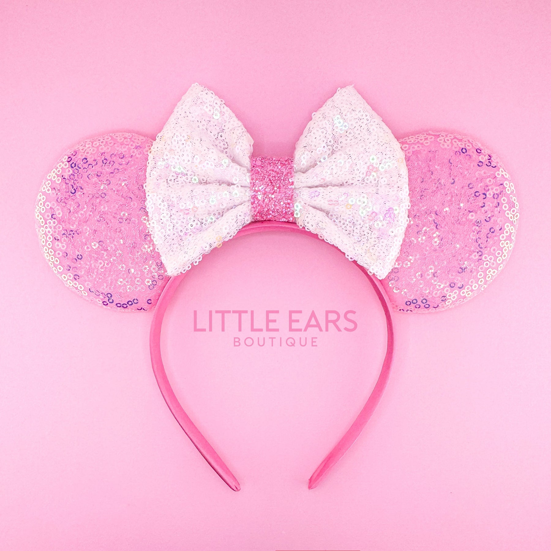 Pink & White Bow Iridescent Ears by Little Ears Boutique, scented candle main product photo