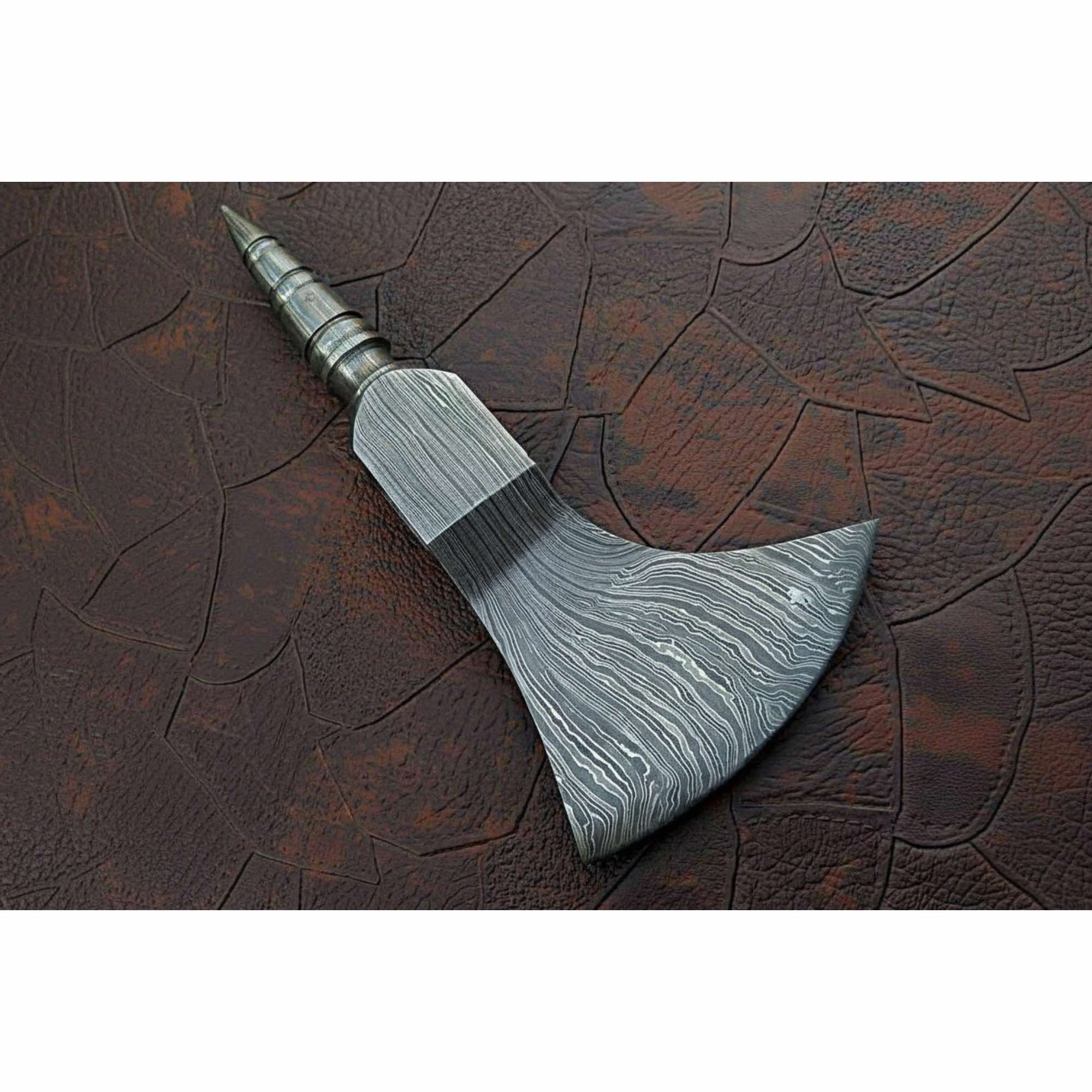 Damascus Crescent Camp Axe Head with Deep Sweep Edge by JW SteelCrafts, scented candle detail photo 2