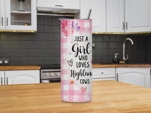 "Just A Girl Who Loves Highland Cows" 20oz Tumbler(Pink)