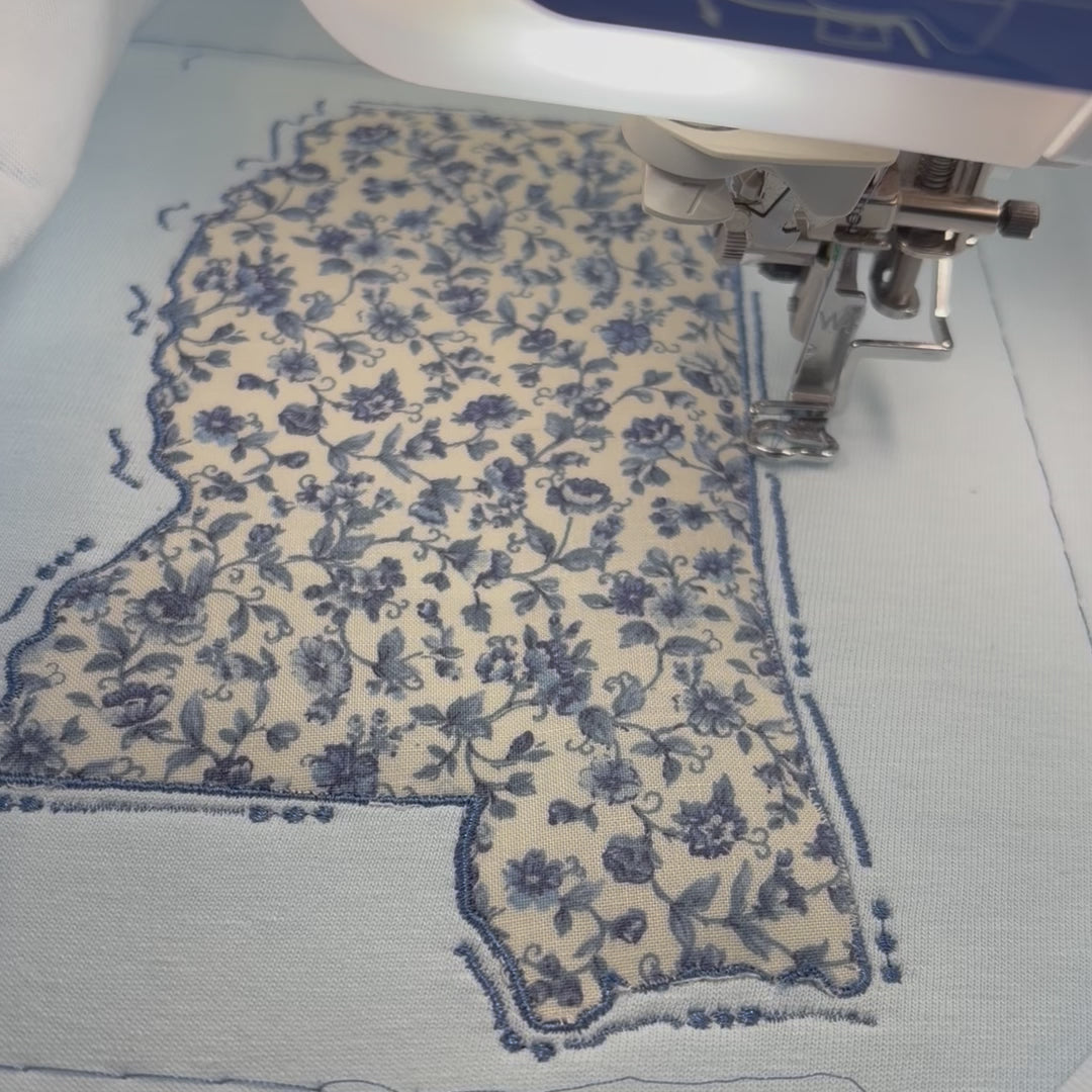 Floral Mississippi Applique Coquette Bow Tee by Poor Hog Customs, Southern lifestyle apparel detail photo 4