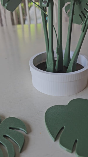 The Tween Space Monstera Coaster Set — Tropical Leaf Coasters with Display Holder | 3D Printed by The Tween Space, Southern home decor main product photo