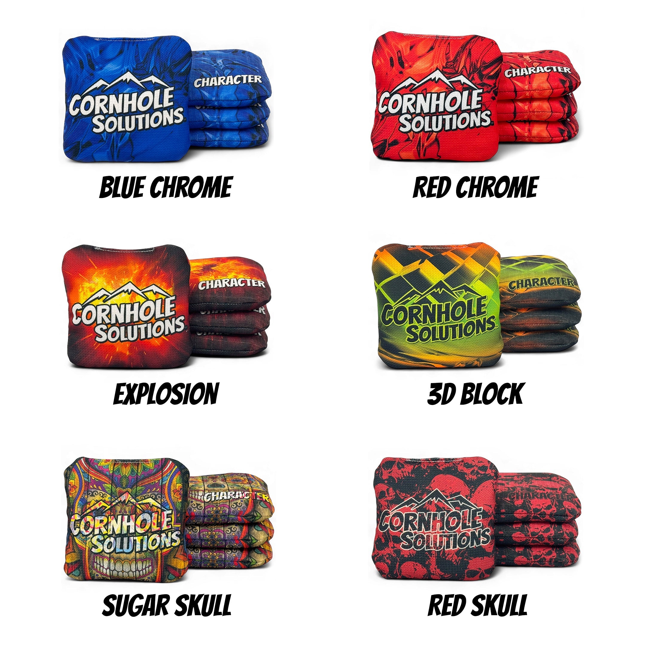 Pro Character Series Cornhole Bags - Regulation 6"x6" - Set of 4 - Patterns by Cornhole Solutions, custom cornhole board main product photo