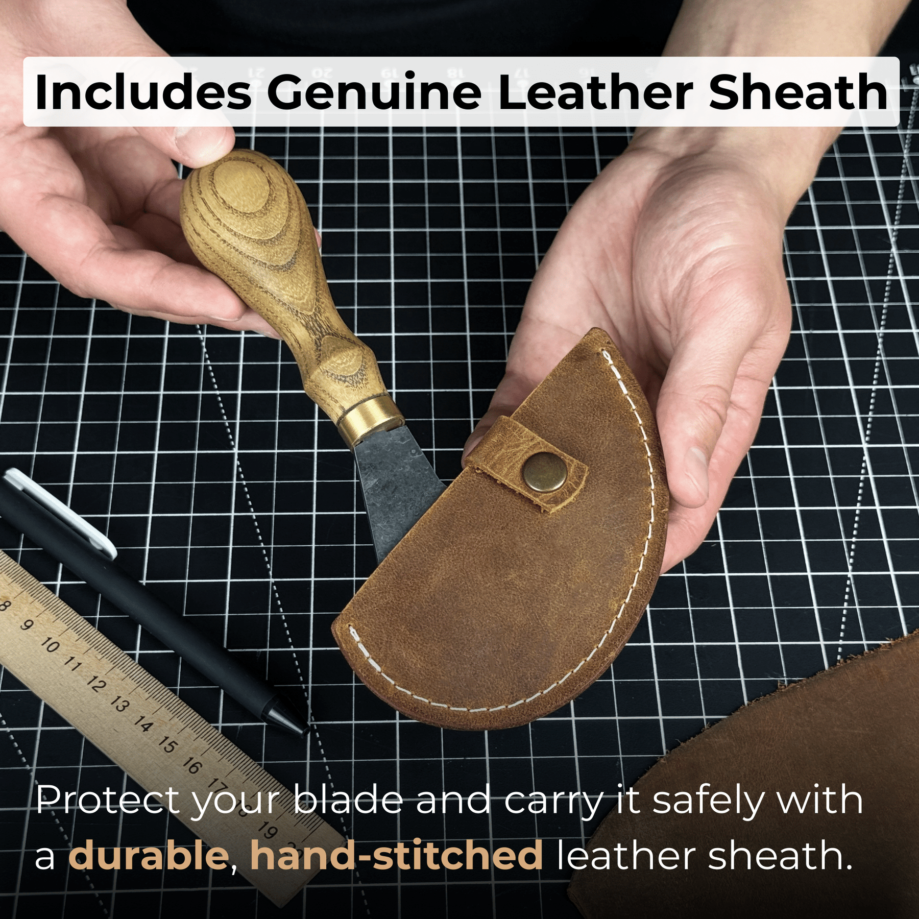 Professional Leather Crafting Half Round Knife, 10.5 cm (4.1 inches)