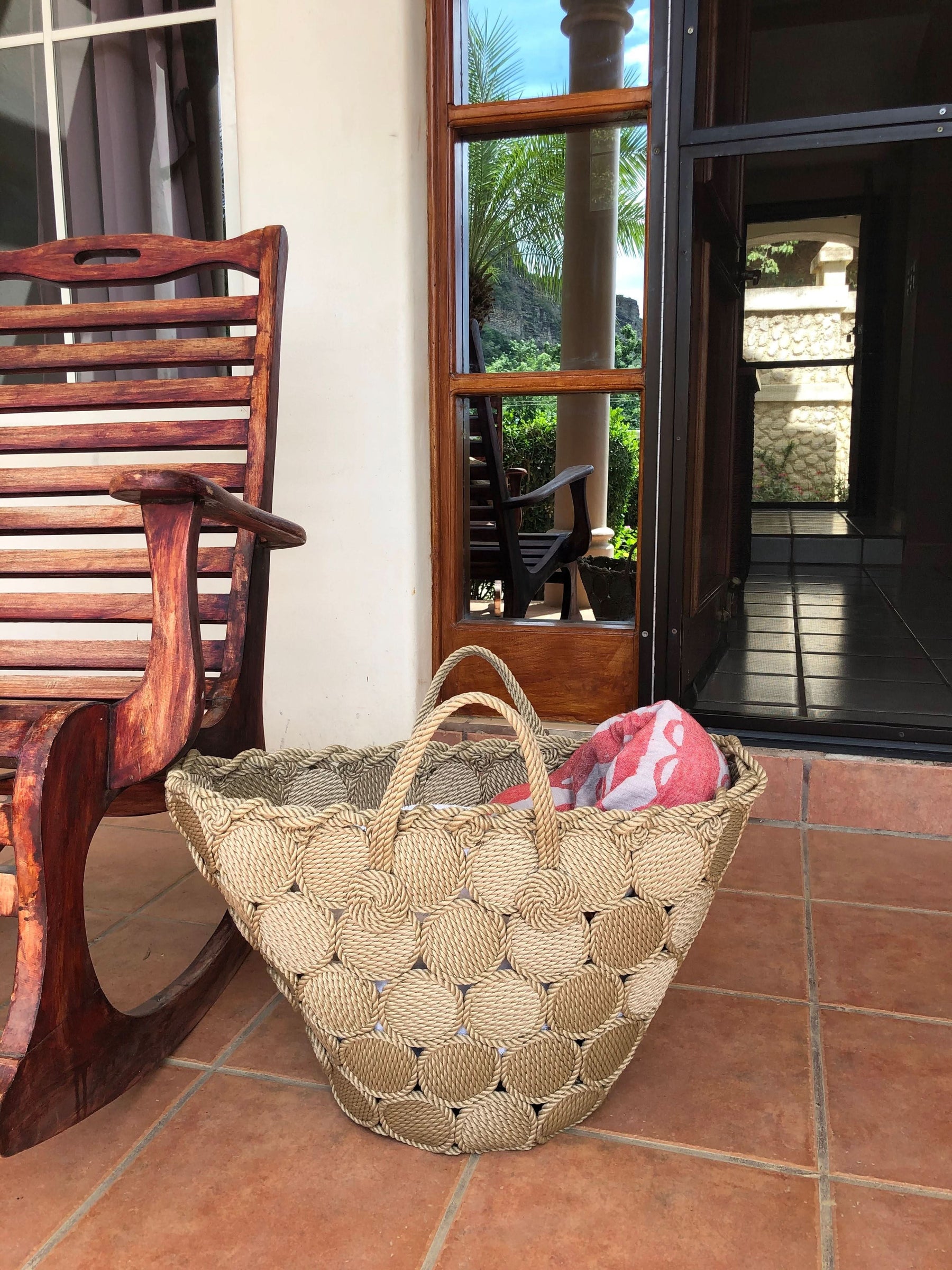 Playa Circle Rope Bag – Camel handwoven rope bag by Nomadic State of Mind