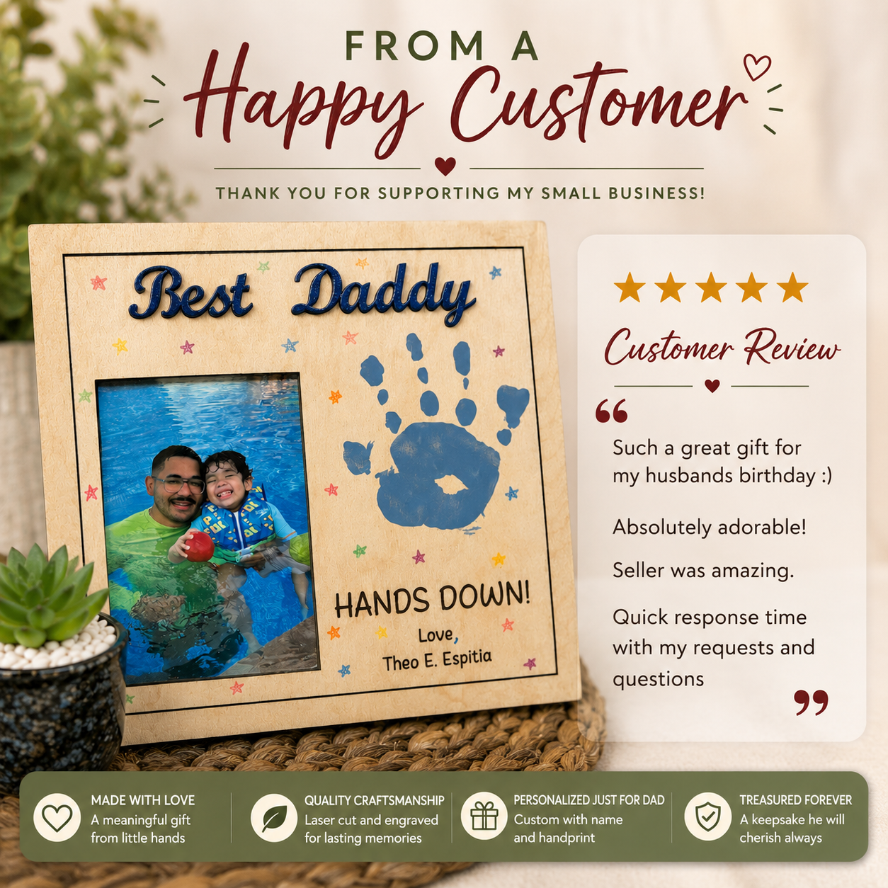 Best Daddy Hands Down Photo Frame