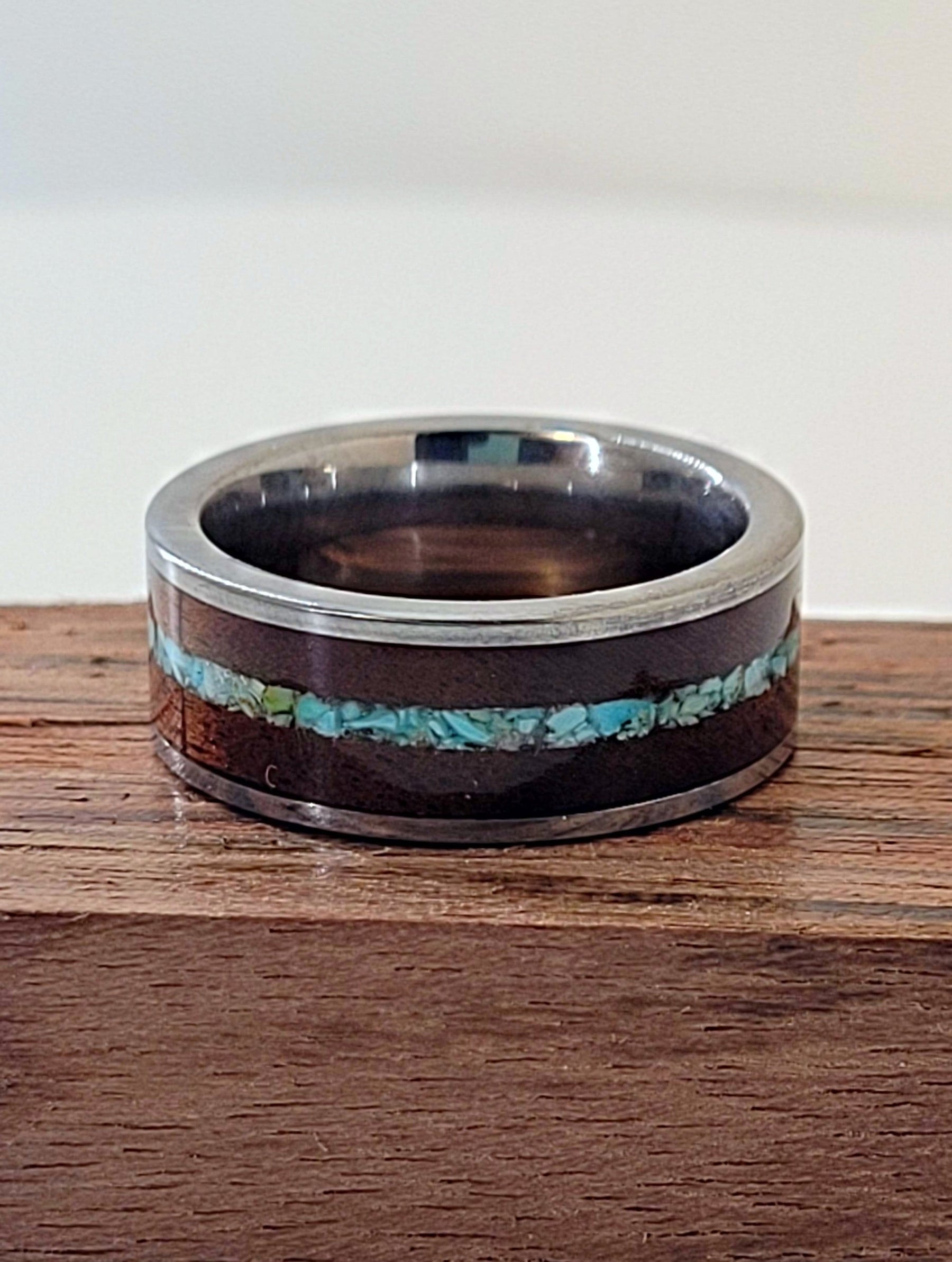 Turquoise and Walnut Wedding Band