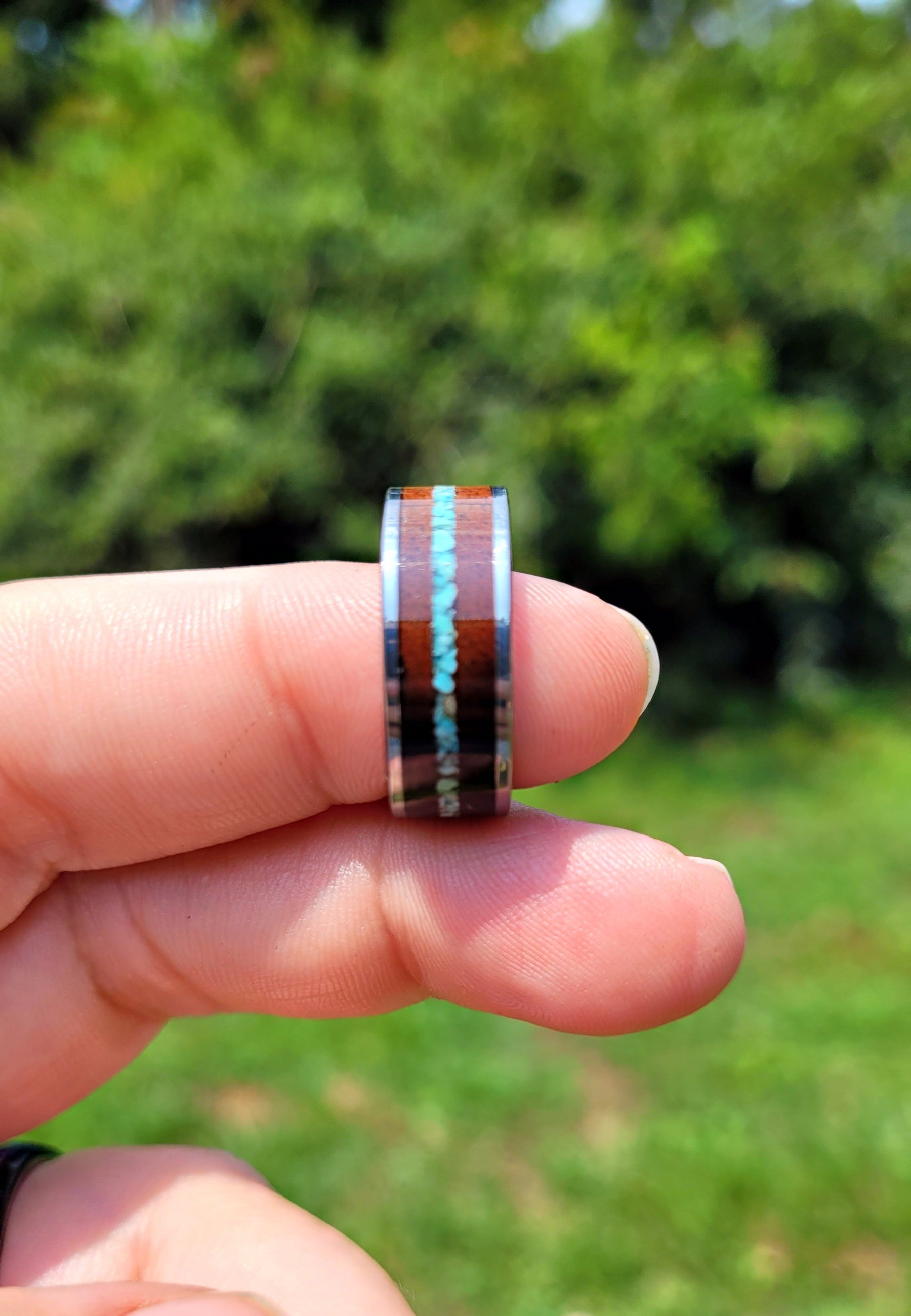 Turquoise and Walnut Wedding Band
