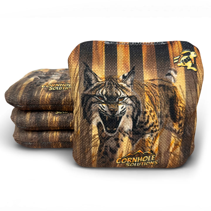 Bobcat/Rustic Stars - Pro Style REC Cornhole Bags – Regulation 6"x6" – Full Set of 8 Cornhole Solutions