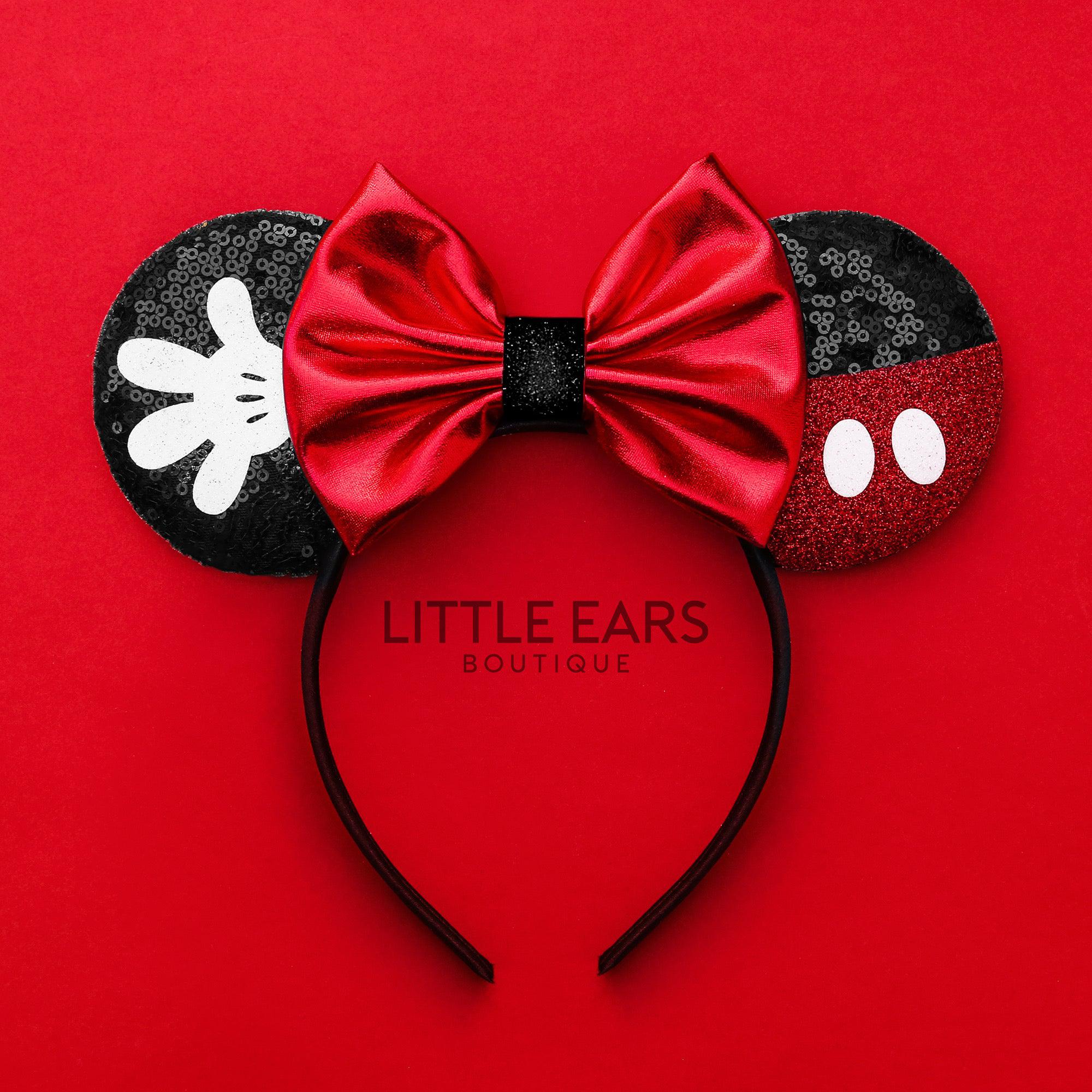 Red shorts inspired handmade theme park ears by Little Ears Boutique