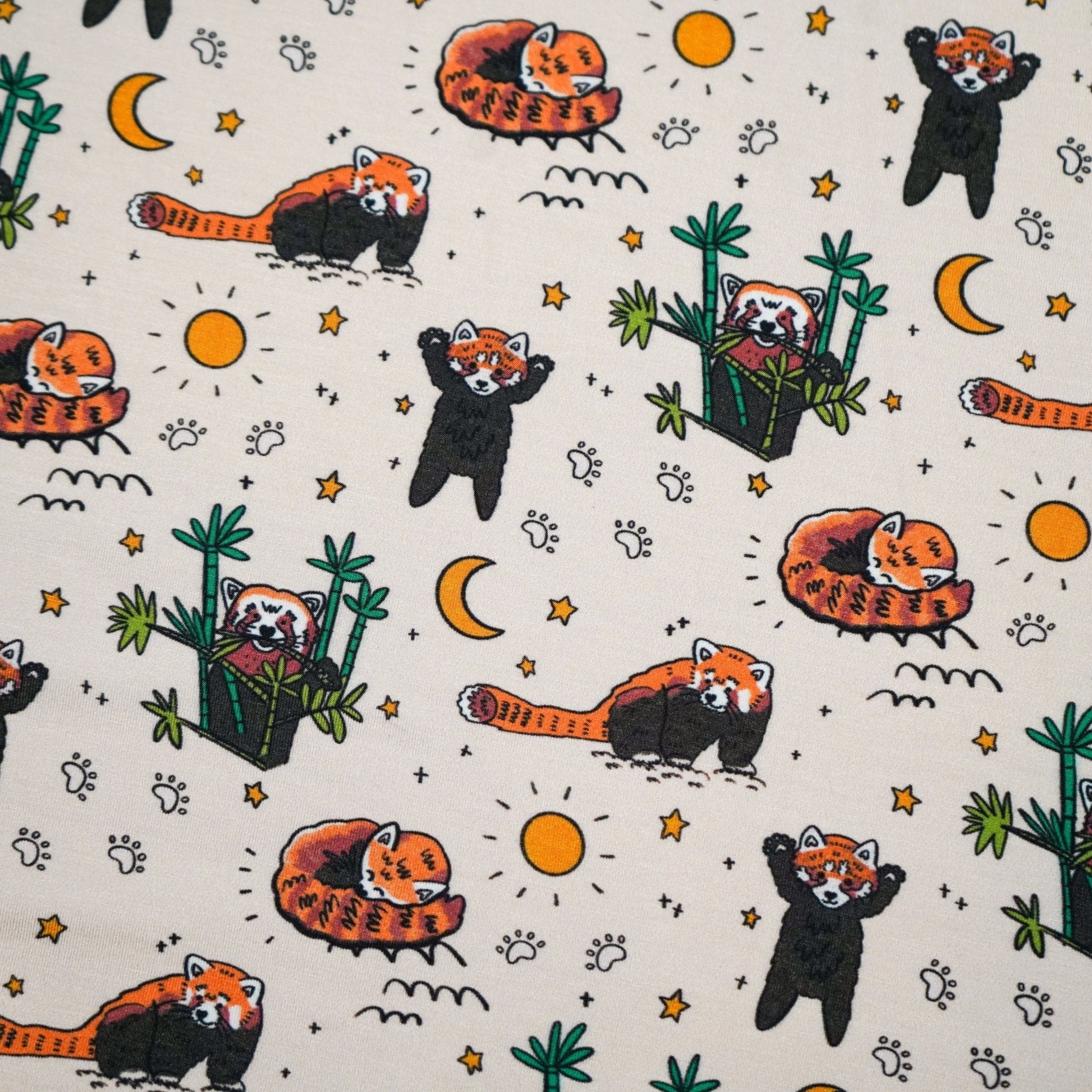 Additional view of Red Panda reversible bamboo blanket with hand drawn animal print