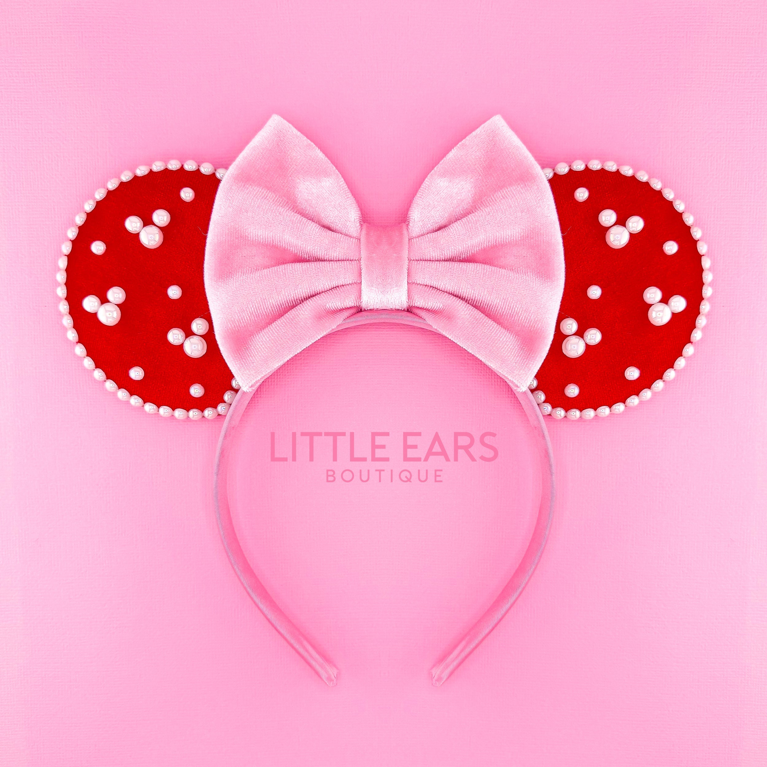 Red & Pink Pearls Ears by Little Ears Boutique, handmade jewelry main product photo