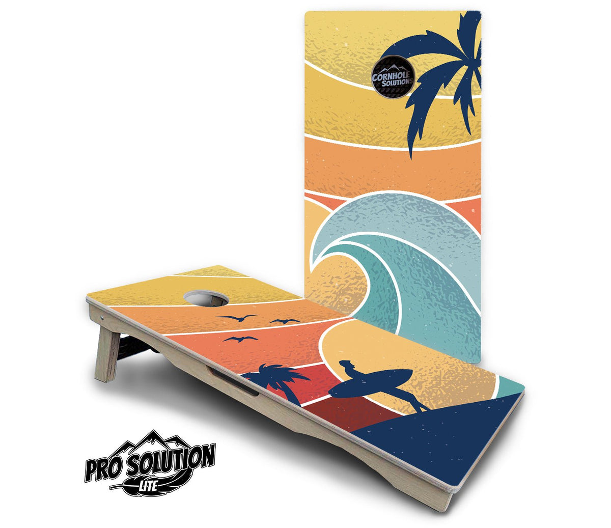 Retro Beach Cornhole Boards – Pro Lite or Pro Elite