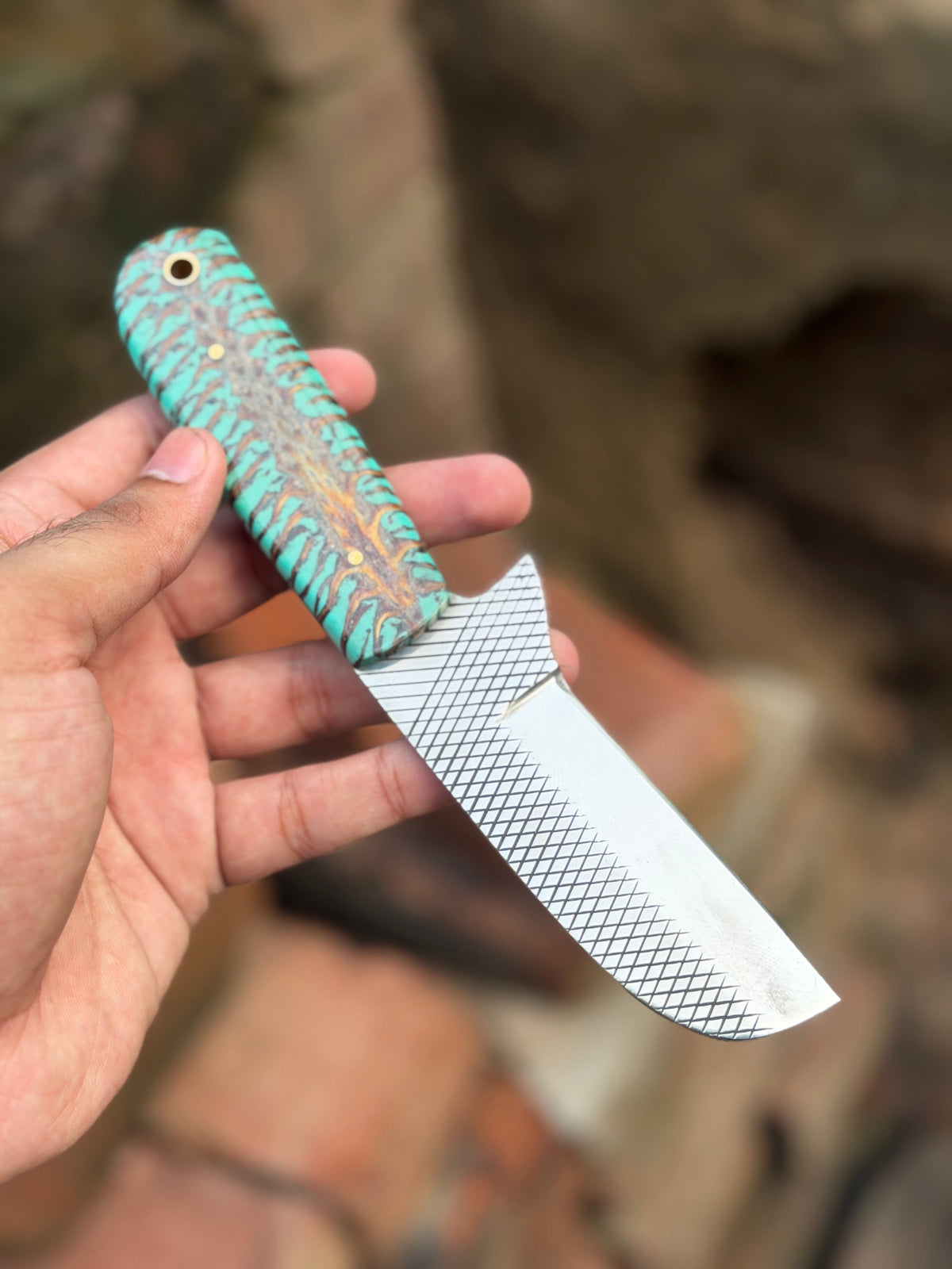 Handmade Turquoise Ridge Chef Knife 8 Inch by JW SteelCrafts, view 1 of 3