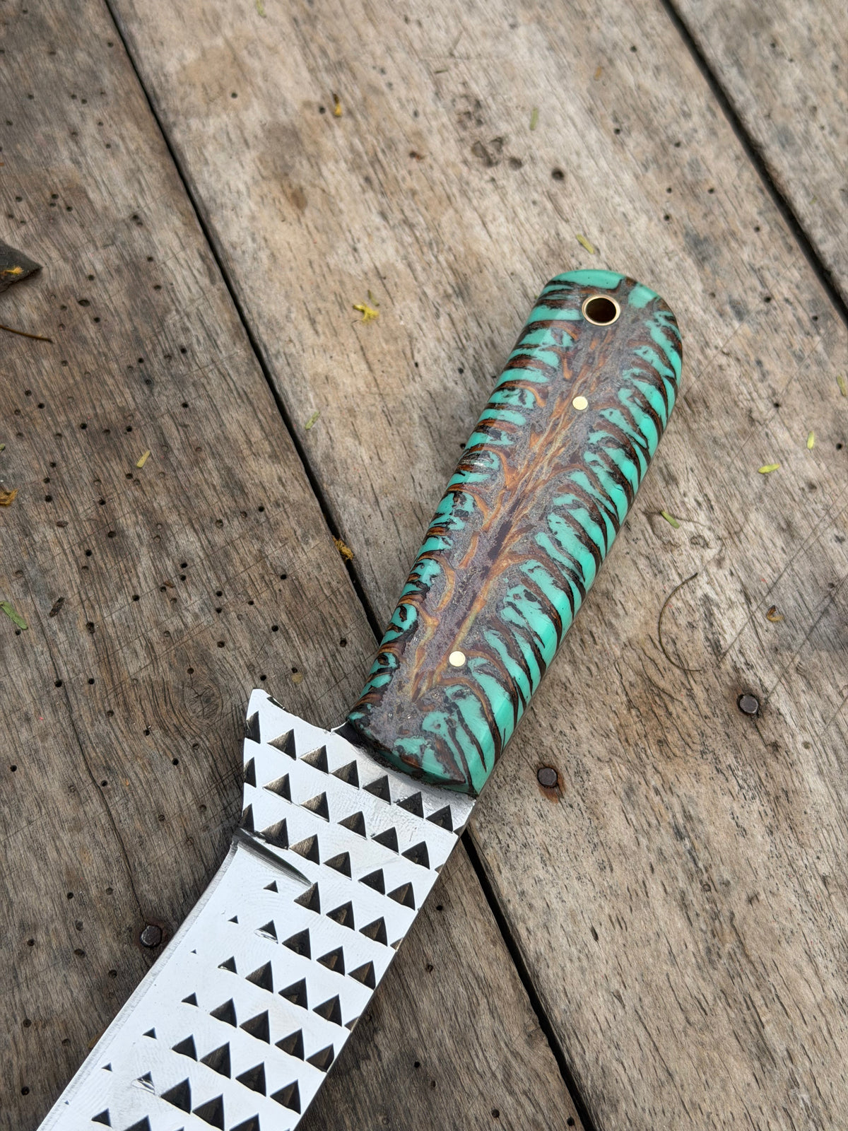 Handmade Turquoise Marble Chef Knife 7 Inch by JW SteelCrafts, view 2 of 3