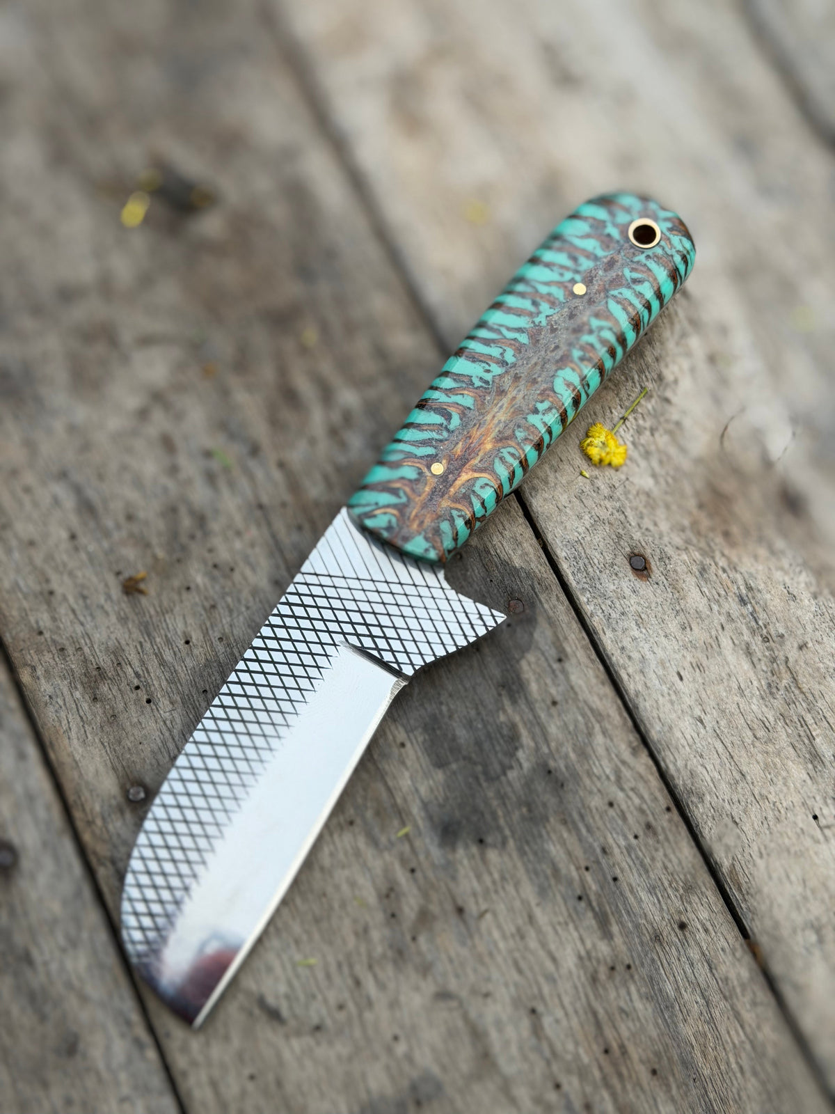 Handmade Turquoise Marble Chef Knife 7 Inch by JW SteelCrafts, view 1 of 3