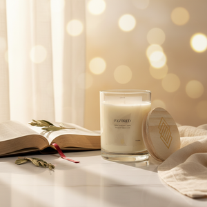 Favored - Soy Wax Candle 11oz with Lid by Michaelangelocandles, scented candle detail photo 5