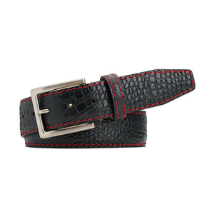 Black Mock Croc Leather Belt