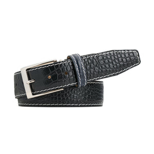 Black Mock Croc Leather Belt