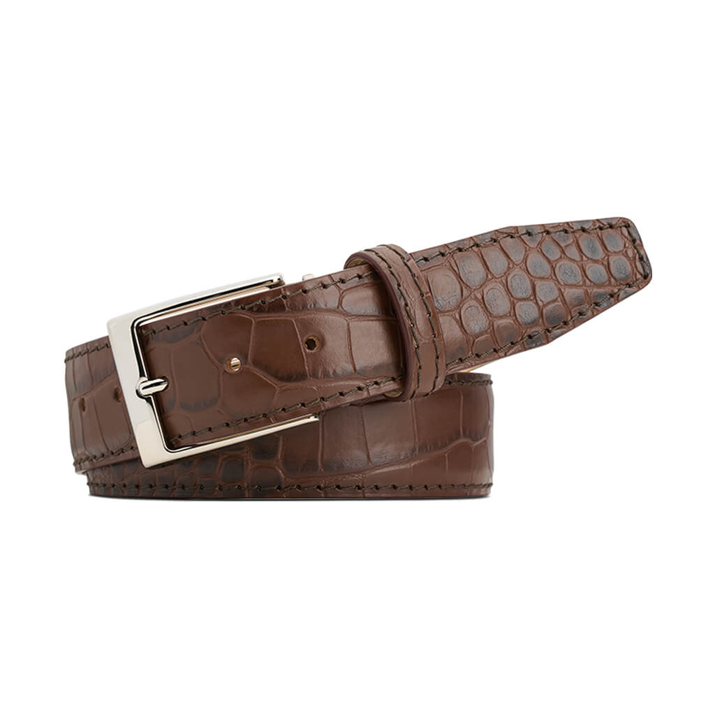 Brown Mock Croc Leather Belt