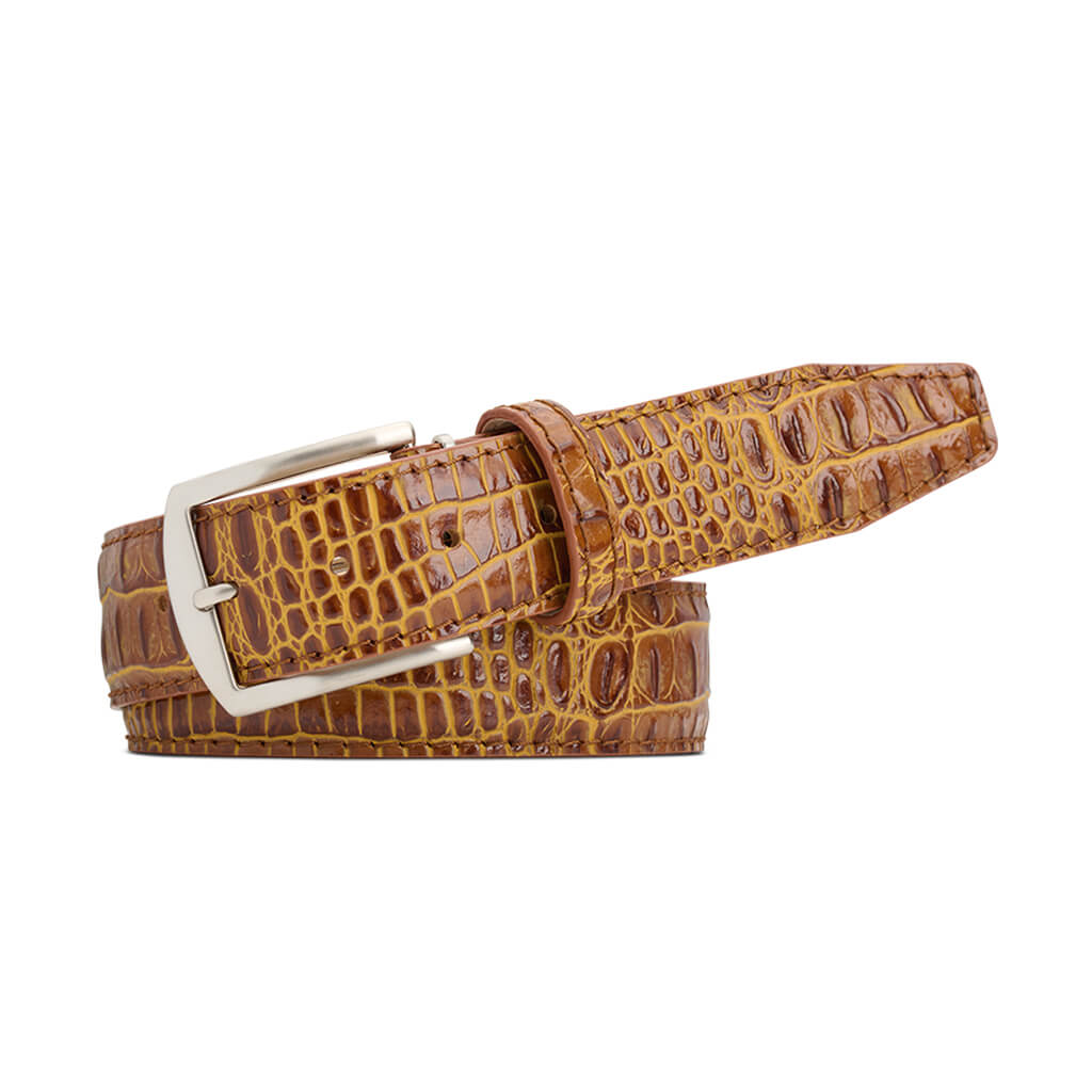 Gold Mock Croc Leather Belt